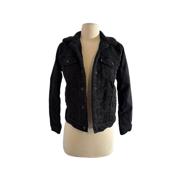 Levi's Other - Levi's Black Sherpa-Lined Denim Jacket